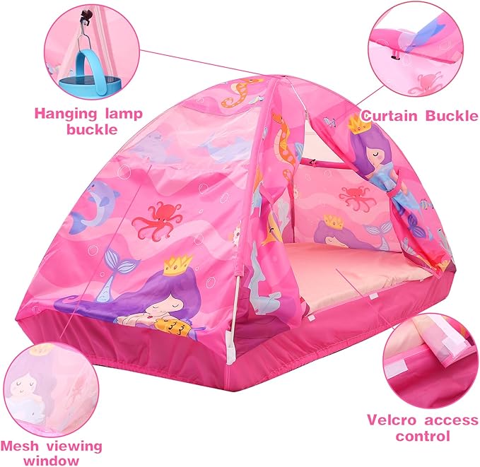 Kid Bed Tent -Twin Play Tent Dream Playhouse for Bedroom Decor Indoor Games Twin Size Bed Canopy by CRAWLBO