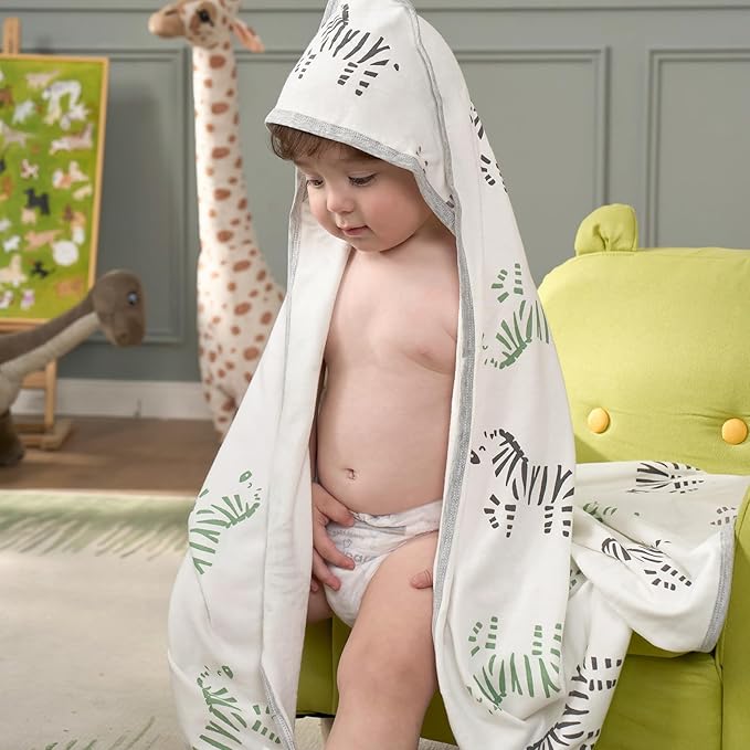 Momcozy Best Wishes Baby Towel with Hooded-Original Design Baby Towel Set -Soft & Absorbent- Shower Gifts or Bath Essential for Infant, Newborn, Toddler