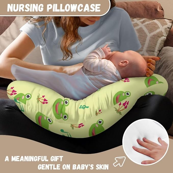 Frog Note Nursing Pillow Cover Breast Feeding Pillow Support Positioner Lounger Slipcover for Baby Boy Girl Newborn Infant