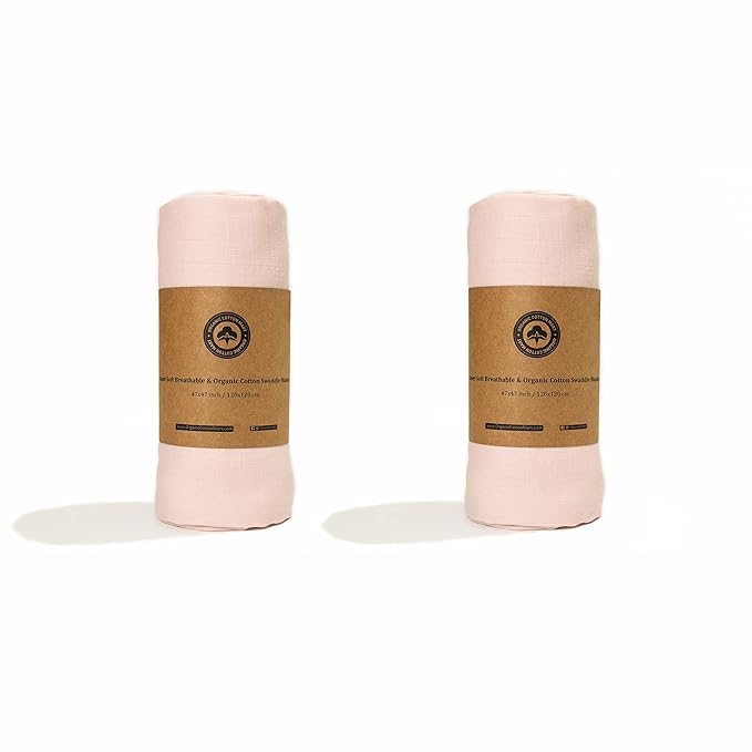 Soft Pink Muslin Swaddle Blanket Set - 2-Pack Pink Swaddle Blankets - Gentle and Breathable Cotton for Newborns and Infants - 47"x47" (2 Pack Pink)