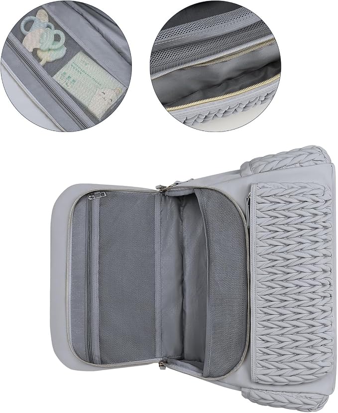 Convertible Diaper Bag Backpack, Waterproof Nappy Changing Bag, Travel Mummy Bag with Changing Pad, Shoulder Strap (GREY)