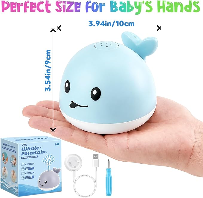 Gigilli Baby Bath Toys, Light Up Whale Sprinkler Bath Toys for Kids Ages 1-3, Toddler Pool Water Table Toy Bathtub Fountain Toy for Toddler 6-12-18 Months, Birthday 1 Year Old Boys Girls Gifts