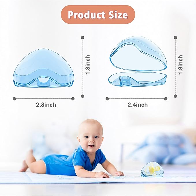 Pacifier Case,4 Pack BPA Free Pacifier Holder Case,Transparent Container Box for Baby Binky(Not Included),Essential Pacifier Accessories,Alway Keep Paci Clean,Easy to Clean(Blue)