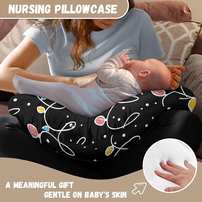 Colorful Light Nursing Pillow Detachable Newborn Original Breastfeeding Slipcover Case and Positioner Lightweight Head Support Protector Cushion Essential with Hidden Zipper