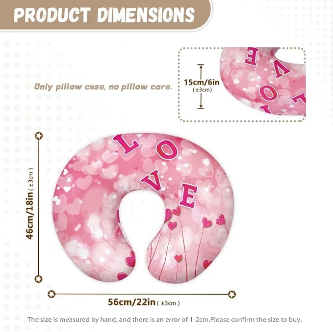 Heart Nursing Pillow Case for Newborn Support for Breastfeeding,Bottle Feeding & Bonding Feeding Pillow Cover Soft and Cozy Breastfeeding Pillow Slipcover Cover Only