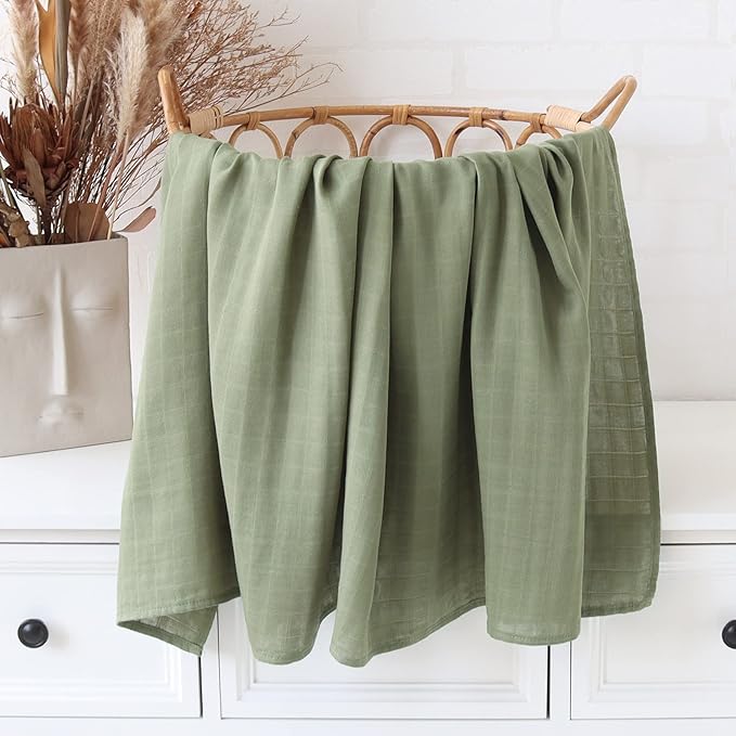 LifeTree Muslin Swaddle Blankets Neutral, Baby Waffle Swaddling Wrap Nursery Blanket for Boys Girls Newborn, 70% Viscose from Bamboo and 30% Cotton