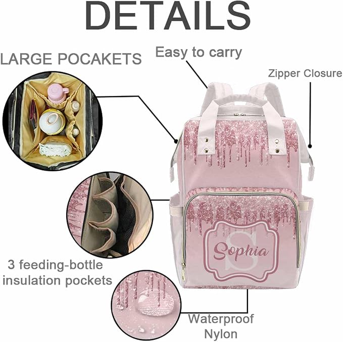 D-Story Customized Diaper Backpack - Personalized Newborn Bags - Custom Gift Nursing Bags
