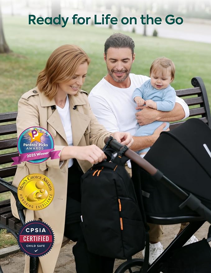 Babelio Grid Wizard Diaper Bag Backpack - Multi Function Waterproof Diaper Bag, Travel Essentials Baby Bag with Insulated Bottle Holders, Baby Shower Gifts, Black