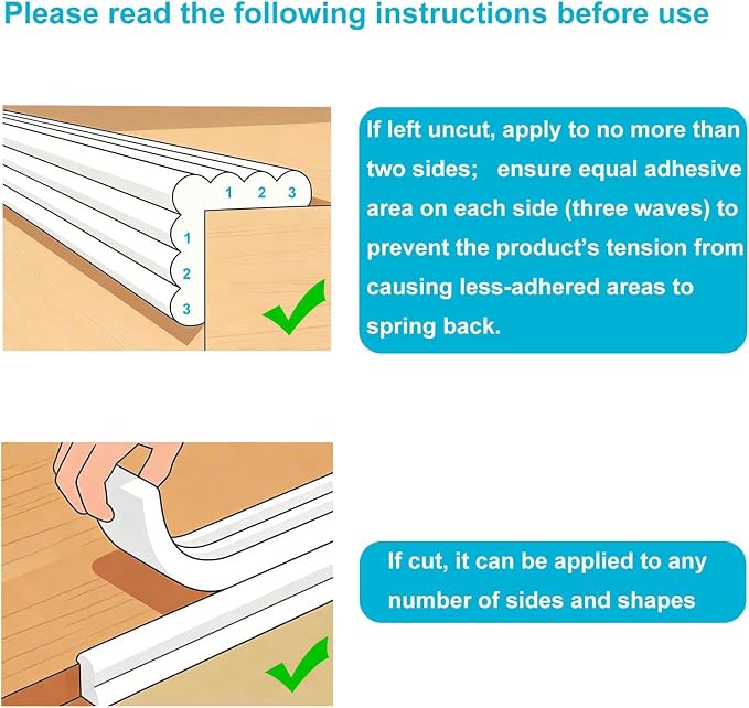 ZOMPAGO Baby Proofing Corner & Edge Protectors, White Foam 0.35" Thick x 3.15" Wide x 6.56 FT, Self-Adhesive Bumper Strip, Baby Safety Bumpers for Nursery, Kitchen, Fireplace, Table & Furniture