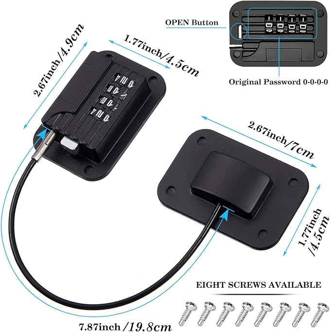 Fridge Locks with Code for Refrigerator, Cabinets, Freezer, Drawers, Wardrobes, Closets, Windows, Freezer Doors. Child Safety Lock with Combination for Kids and Aldults (Black with Password)