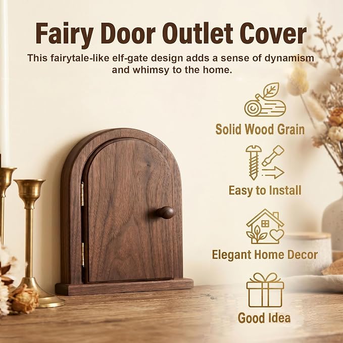 Fairy Door Outlet Cover, Outlet Cover Door, Fairy Door Light Switch Cover for Conceals Wall Plates、 Switches、Stains、Wall Holes And Protects Child