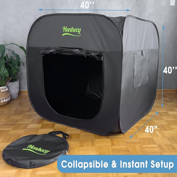 Sensory Tent for Kids with Autism, ADHD, SPD - Calm Corner Hideout Den for Children to Play and Relax - Pop-up Blackout Play Tent with Additional Mesh Windows (40x40x40 inches)