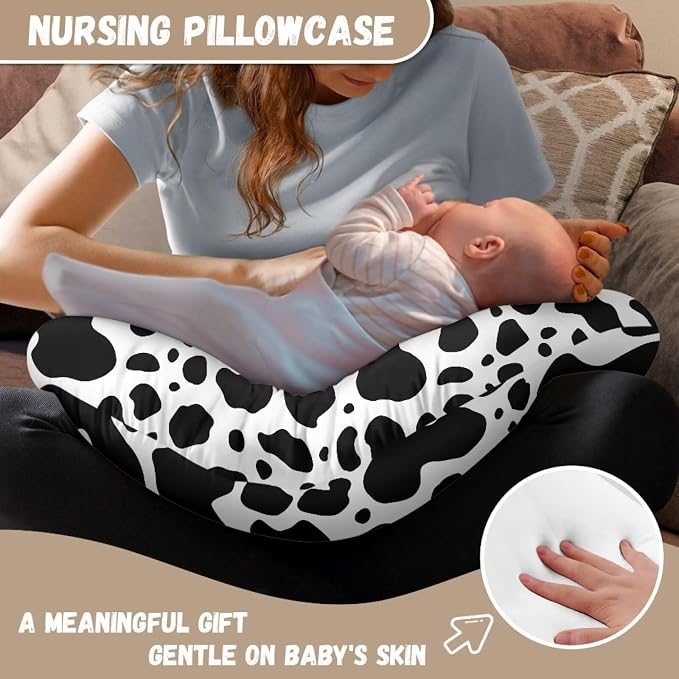 Sunflower Cow Nursing Pillow Slipcover Sleeve, Ultra-Soft Baby Nursing Pillow Removable Cover for Breastfeeding Pillows, Pillow Not Included