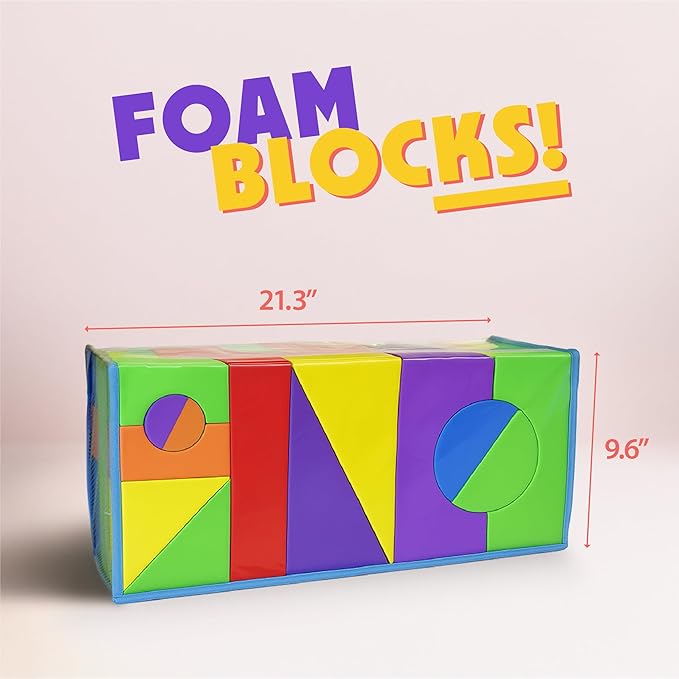 Number 1 in Gadgets Giant Foam Building Blocks, Building Toy for Kids, Ideal Blocks Construction Toys for Toddlers, 50 Pieces Different Shapes and Sizes, Waterproof, Bright Colors, Safe, Non Toxic