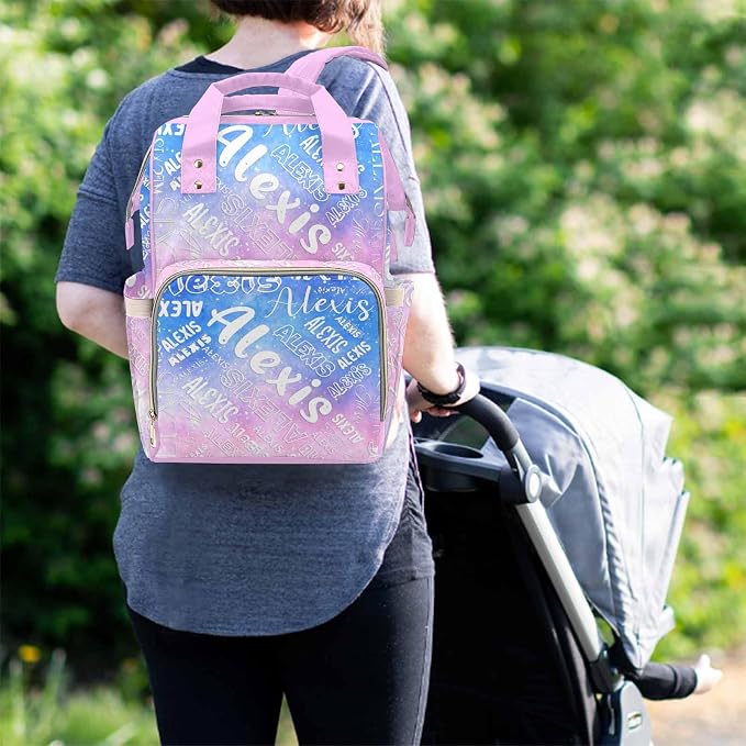 M YESCUSTOM Custom Diaper Bag Backpack for Girls Boys Large Capacity with Pockets Personalized Baby Diaper Bags for Mom Waterproof Nappy Baby Bag with Name Mothers Day Gift Black Heart