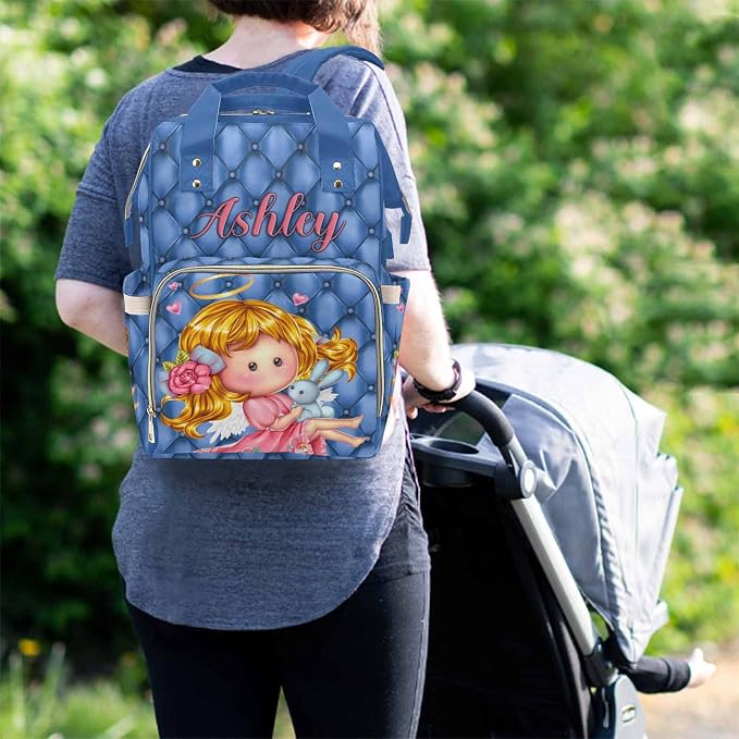 M YESCUSTOM Custom Name Diaper Bag Backpack Personalized Mommy Backpack for Women Customized Multifunctional Waterproof Casual Daypack Bag