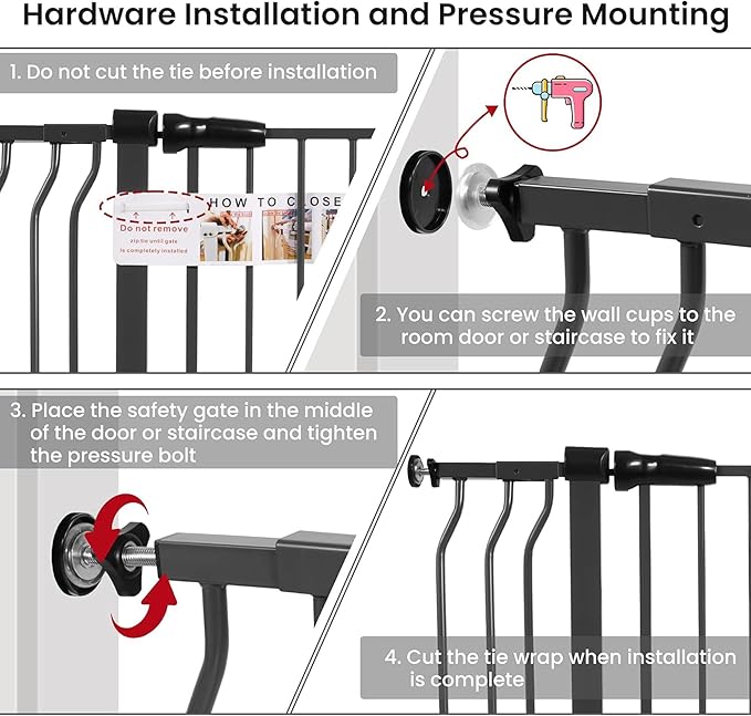 BalanceFrom 29.1-43.3" Easy Walk-Thru Baby and Pet Safety Gate with Hold-Open and Auto-Close ??Adjustable Steel Barrier for Stairs, Doorways, and Hallways, No Drilling Installation