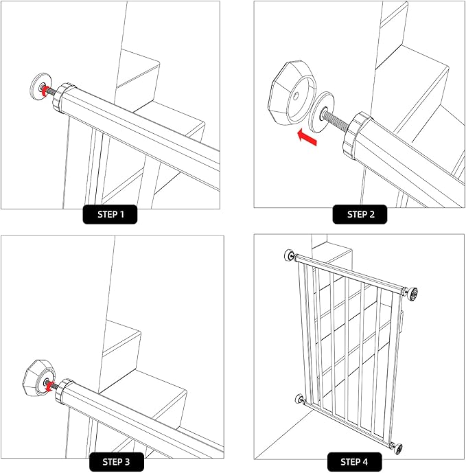 ICERO Baby Gate Wall Protector - Protect Walls & Doorways from Pet & Dog Gates - Pressure Mounted Gates Work on Stairs - Gates Wall Cups - 8 Pack - Black
