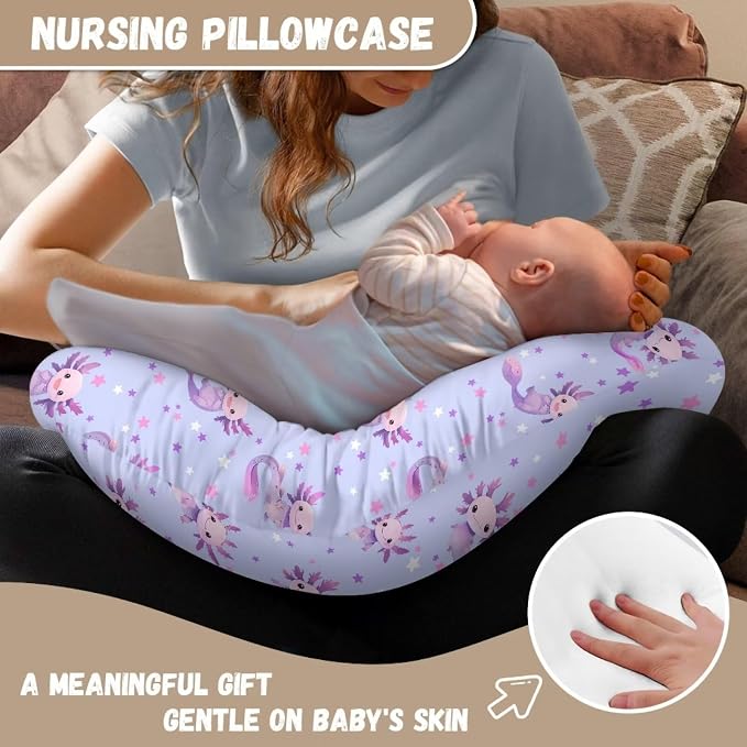 Axolotl Nursing Pillowcase for Girls Boys Lightweight Skin-Friendly Pillow Cover Fits Breastfeeding and Bottle Feeding Surpot Pillow for Christmas Gift & Decor