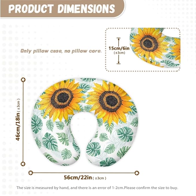Sunflower Newborn Lounger Pillow Cover,Nest Sleeper Pillow Cover & Nursing Pillow Cover Set for Breastfeeding Pillow,Ultra Soft and Cozy Nursing Pillow Slipcovers,Snugly Fit Infant Lounger