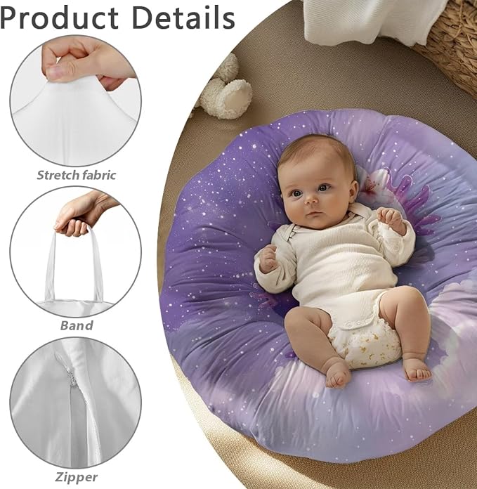 Purple Axolotl Nursing Pillow Cover Breathable Breastfeeding Pillow Slipcover Fits Nursing Pillow Super Soft Snug Positioners for Baby Boy Baby Girl Support for Breastfeeding Bottle Feeding