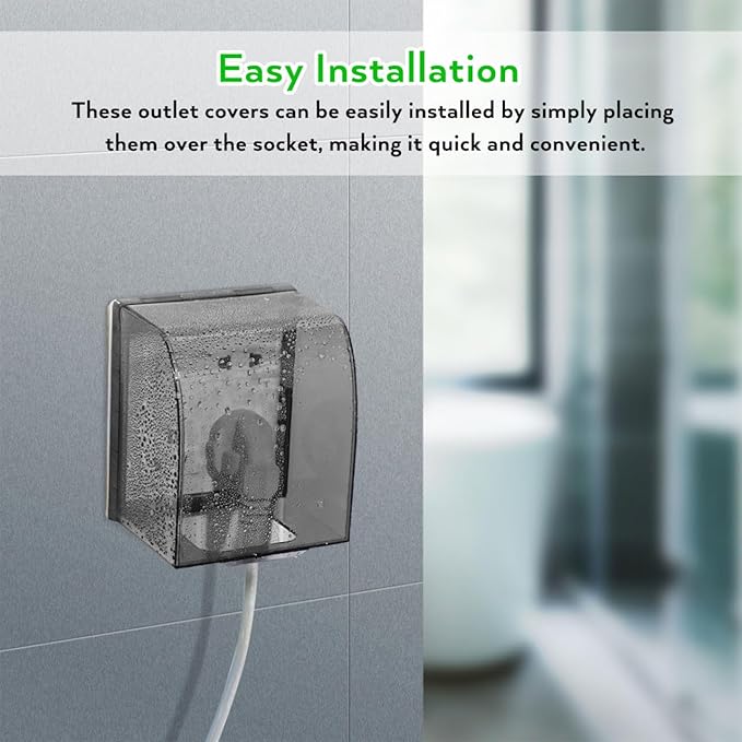 UKCOCO Flip Weatherproof Outlet Cover: Clear Waterproof Plastic Socket Protector for Home Office Bathroom, Child Safety Electrical Outlet Cover for 86-Type Socket, Easy Installation