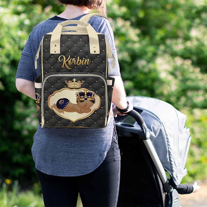 M YESCUSTOM Custom Name Diaper Bag Backpack for Wife Women Portable Waterproof Diaper Bags Mothers Day Gifts Personalized Cute Yellow Mommy Nursing Daypack Travel Diaper Backpack