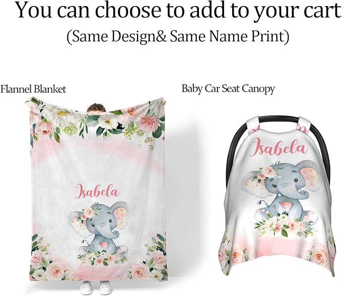 Custom Name Diaper Bag Customized Floral Elephant Mommy Nappy Bags with Multi Pocket & Large Capacity Personalized Nappy Changing Bag Nursing Mommy Daypack with Multi Pockets for New Mom