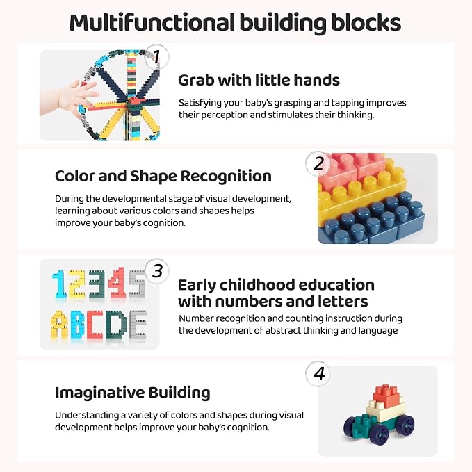 2026 Latest 200 PCS Morandi Building Blocks for Toddlers Ages 3+, Big Bricks Set with Baseplate, STEM Educational Toys for Kids, Compatible Style 200psc+1board Morandi
