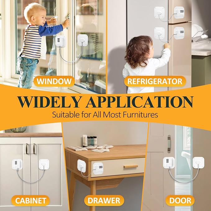 2Pack Refrigerator Lock Cabinet Locks for Baby Proofing Premium Child Safety Fridge Lock Strong Self-Adhesive No Drilling Window Drawer Closets Locks for Kids Pets