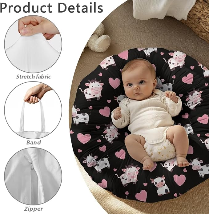 Cow Nursing Pillow Cover for Breastfeeding Pillow Ultra Soft and Cozy Nursing Pillow Slipcovers,Nice Newborn Gift Best Choice for Mom or Baby Pillow Not Included
