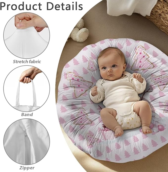 Pink Snowman Nursing Pillow Covers for Breastfeeding Pillow Stretchy and Cozy Breastfeeding Pillow Slipcovers for Baby Girls Soft Breastfeeding Pillow Covers Fits for Infant Support