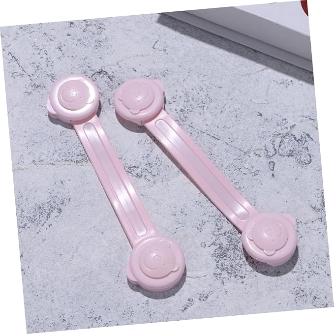 2pcs Bear Shaped Baby Cabinet Safety Latches Easy to Open Child Safety Locks for Cabinets Pink Abs Material Baby Proof Locks