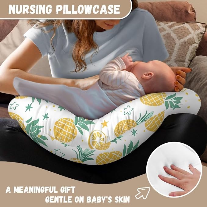 Pineapple and Orange on Breast Feeding Pillows & Pillow Covers Muslin Nursing Pillow Cover Soft Feeding Pillow Slipcover Fits Standard Infant Nursing Pillow Baby Lounger Pillow for Newborn