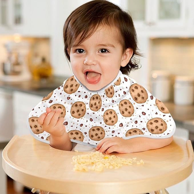 Muslin Burp Cloths for Baby Boys and Girls - 2-Pack Ultra Absorbent Chocolate Chip Cookies Muslin Washcloths, Newborn Towel, Milk Spit Up Rags, Burp Cloth Bib for Unisex, 22 x 11 Inch