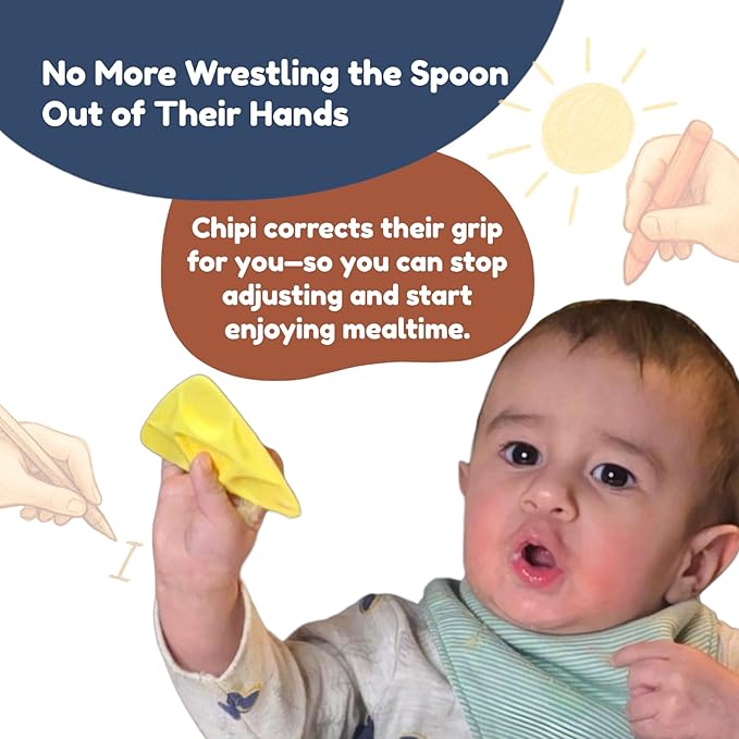 Chipi Baby Spoon ??Smarter Baby Steps, First Stage Training, Self-Feeding Utensil, Easy Grip, Choke-Free, Soft Silicone, Pre-Spoon for Puree Toddler Baby Led Weaning (BLW), Essential 6 month