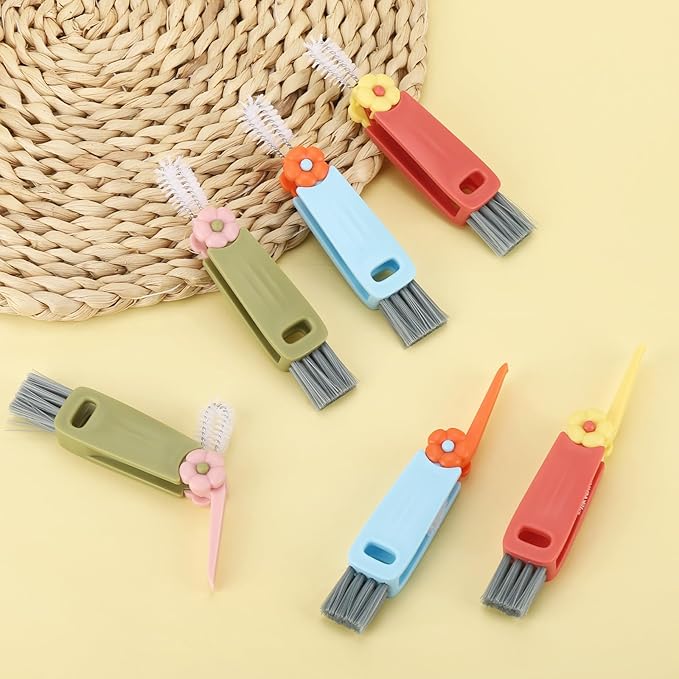 6Pcs 3 in 1 Cup Lid Cleaning Brush, Multifunctional Bottle Cleaning Brush, Cup Lid Gap Cleaner for Home Kitchen