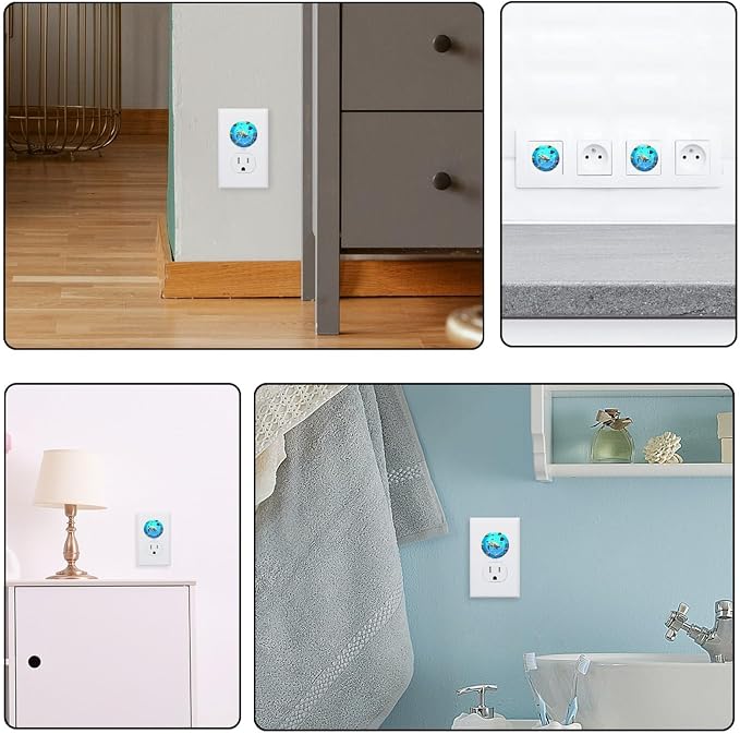 Turtle Fish Underwater World 12 Packs Outlet Covers, Safety Electrical Outlet Plug Covers, Child Proof Socket Caps, 2-Prong Power Wall Plates