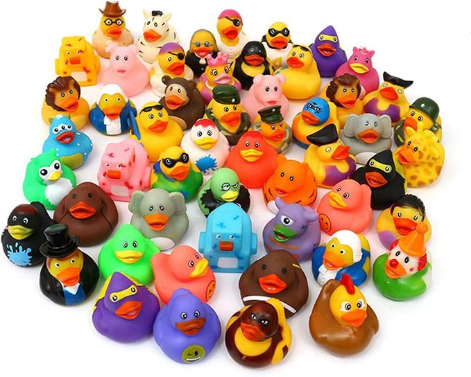 XY-WQ 50 Pack Rubber Duck for Jeeps Ducking - 2.3 Inch Bulk Floater Duck for Kids - Baby Bath Toy Assortment - Party Favors, Birthdays, Bath Time, and More (50 Varieties)