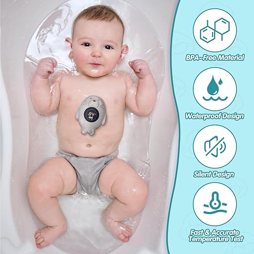 Rechargeable Bath Thermometer Baby Safety, Bath Temp Thermometer for Tub, Floating Shower Temperature Toy for Pregnancy Infant Kids