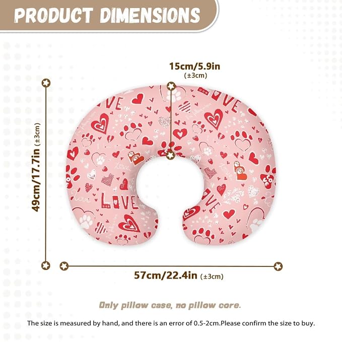 Red Love Nursing Pillow Cover Breast Feeding Pillow Support Positioner Lounger Slipcover for Baby Boy Girl Newborn Infant Valentine's Day