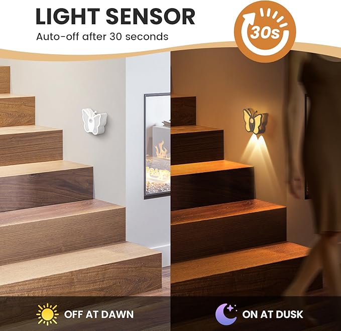 LOFTEK Motion Sensor Night Light, Rechargeable Stair Lights, Wireless with Magnetic Stick on Wall Light for Hallway, Bathroom, Bedroom, Kitchen, Portable for Outdoor Camping, Warm White, 4 Pack