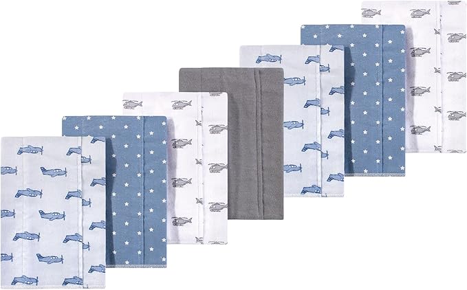 Luvable Friends Hudson Baby Flannel Burp Cloths 7pk, Helicopter