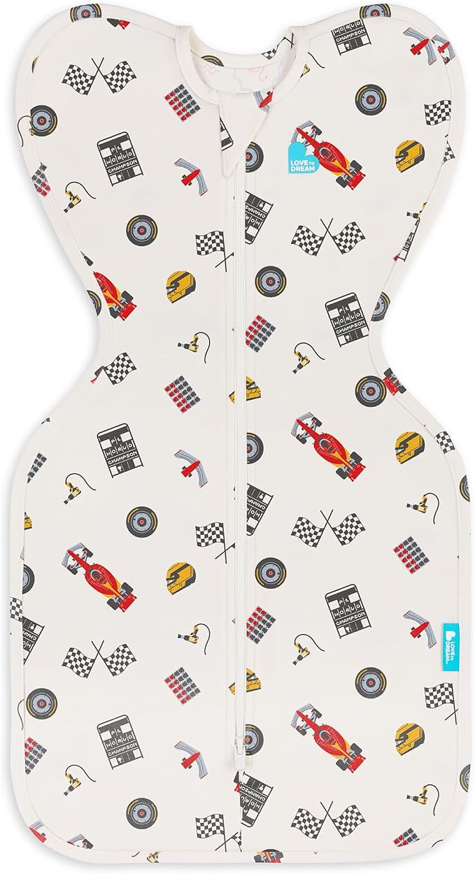 Love to Dream Swaddle UP, Baby Sleep Sack, Self-Soothing Swaddles for Newborns, Improves Sleep, Secure Fit Helps Calm Startle Reflex, New Born Essentials for Baby,1.0 TOG, 5-8.5 lbs, Dream Racer