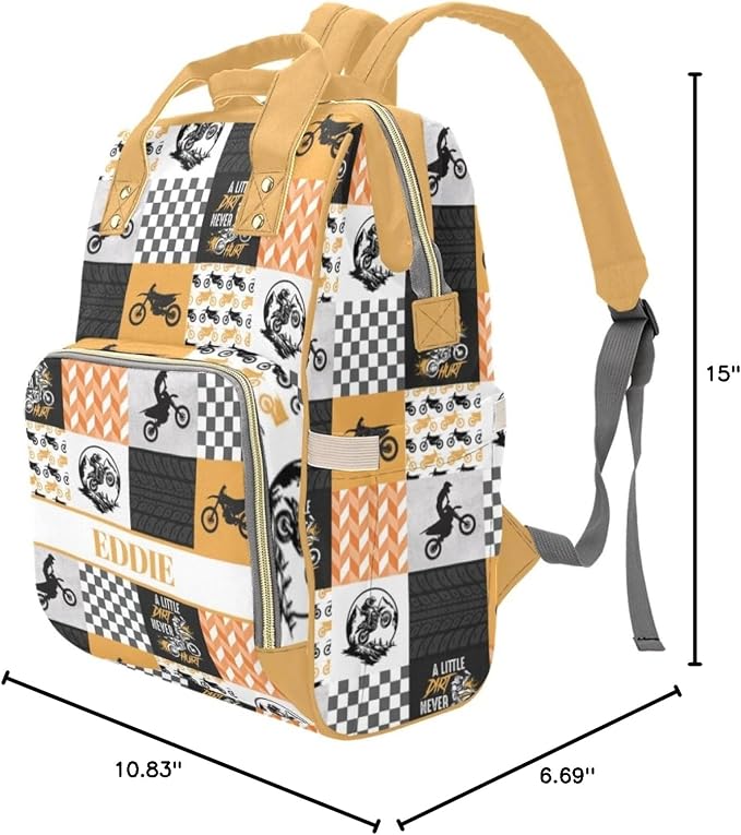 Custom Diaper Bag for baby Customized Baby Bag Personalized Nursing Bags with Name Custom Name Mommy Daypack Bag Tote Bag Gifts (Motocross)