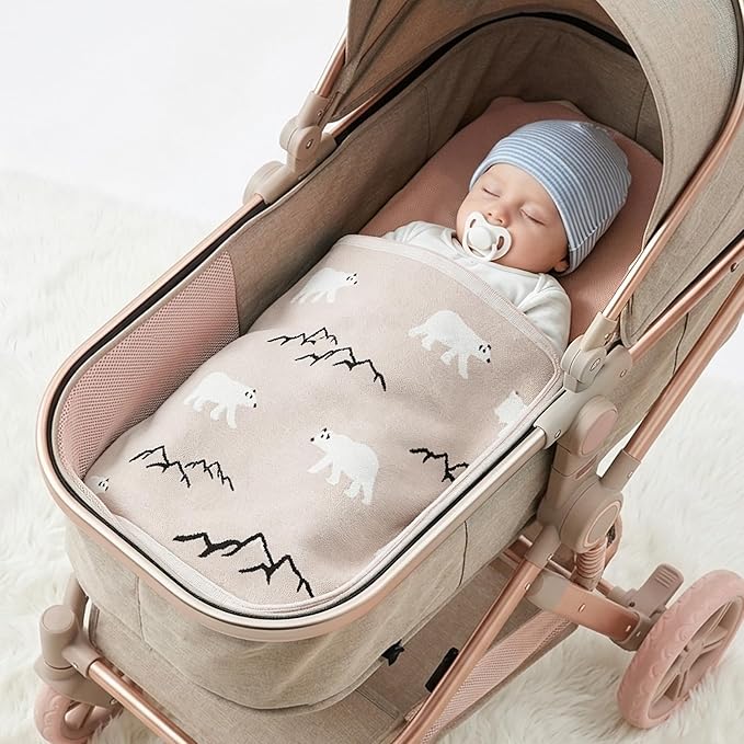 Receiving Baby Blanket,100% Luxury Cotton Knit Baby Blanket,Lightweight Cozy Neutral Swaddling Blanket for Newborns,Boys & Girls,Infant and Toddler