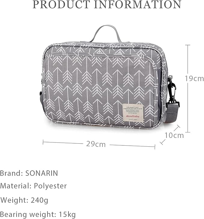 SONARIN Pram Buggy Bag Organiser & Stroller Organiser,Large Stroller Storage with Deep Cup Holder,2 x Pram Hooks,Shoulder Strap Used as Carry-On Handbag,Universal Fit All Buggy Models(Grey)
