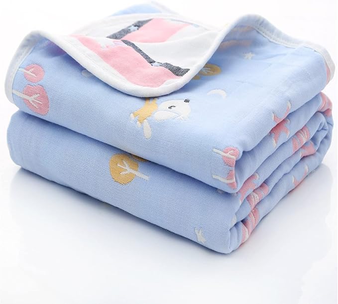 TONWHAR Muslin Baby Blankets,6-Layer Cotton Gauze, Soft and Breathable Baby Quilt,Kids Summer Blanket,Baby Bath Towel (Puppy)