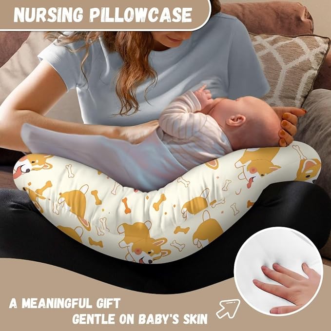 Multi Cartoon Dogs Nursing Pillow Cover Slipcover for Breastfeeding Pillows, Soft and Stretchy Safely Breastfeeding Pillow Cover Durable and Easy to Clean