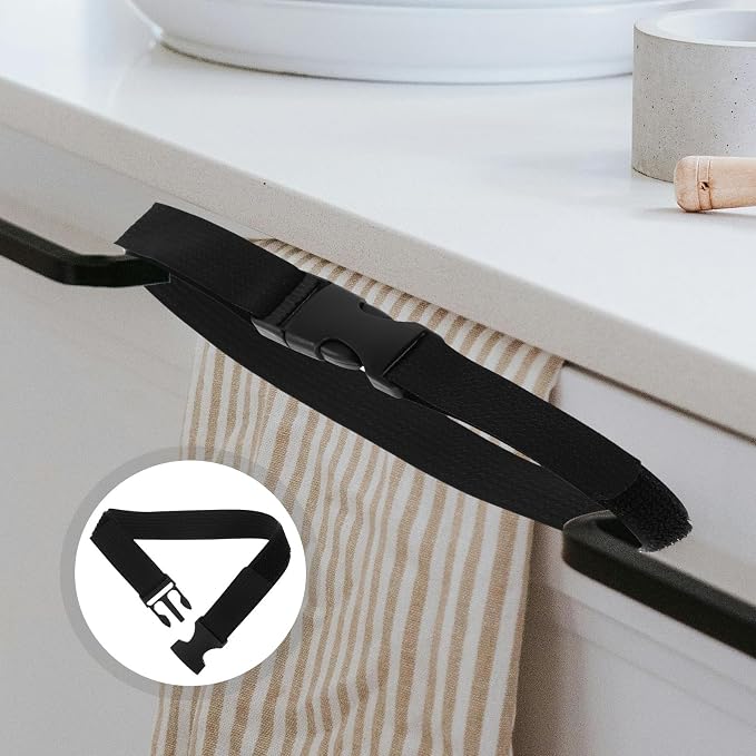 SHOWERORO 4pcs Adjustable Safety Cabinet Locks Straps for Proofing Kitchen Furniture and Drawers, Black Proof Door Security Fastening Bands for Home Safety
